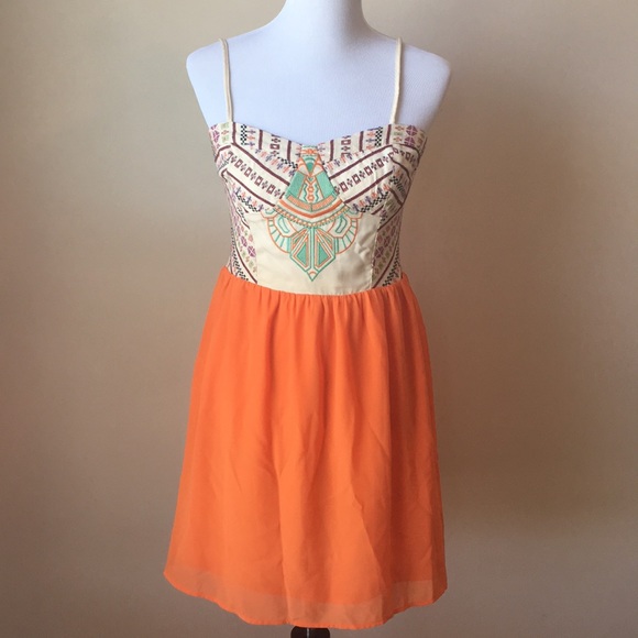 Flying Tomato Dresses & Skirts - Flying Tomato Spaghetti Strap Embroidered Orange